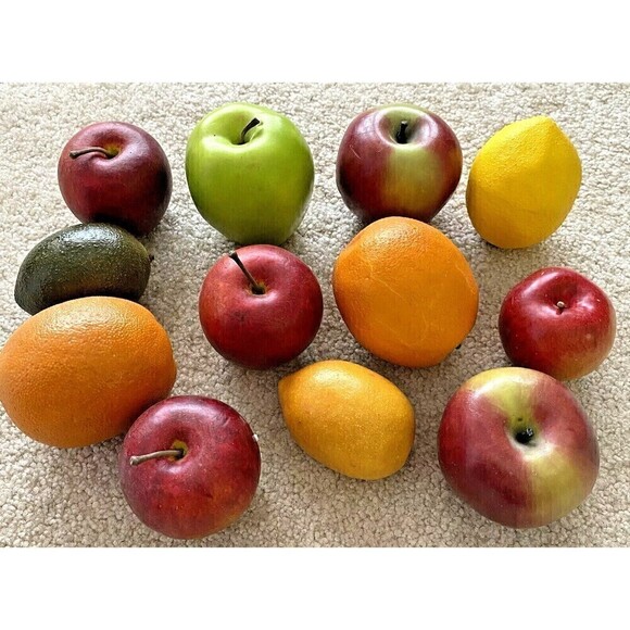 12 Pc Lot Artificial Fruit Realistic Staging Apple Orange Pear Lemon Kitchen - Picture 1 of 12